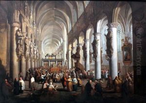 View of the interior of the Saint Rombold Cathedral in Mechelen