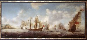 De Zeeslag bij Duins, 21 oktober 1639 by Hendrick Van Anthonissen