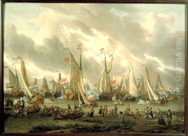 Spiegelgevecht op het IJ ter ere van het bezoek van tsaar Peter de Grote van Rusland, 1 september 1697 - view 1