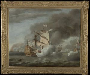 Het wegslepen van de Royal James tijdens de Vierdaagse Zeeslag, 1666 by Willem van de Velde the Younger