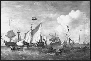 Reception on board of the Admirality yacht of Amsterdam by Nicolaas Baur