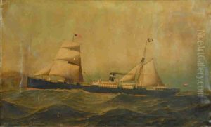 Het ss. Jason van de Koninklijke Nederlandsche Stoomboot Maatschappij by Antonio Nicolo Gasparo Jacobsen