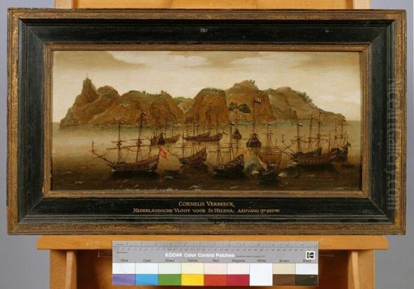 Een retourvloot ter rede van St. Helena - view 1