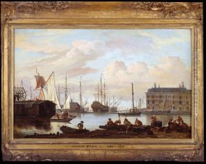 Het 's Lands Zeemagazijn en omgeving te Amsterdam, gezien vanaf de Buitenkant by Abraham Storck