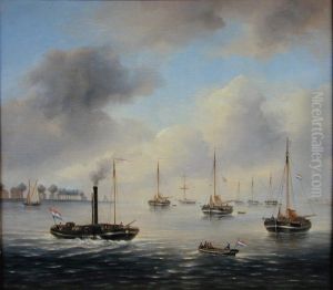 De stoomveerpont Wilhelmina op het Hollands Diep, 1821