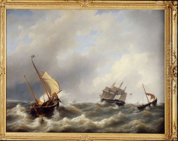 Nederlandse loodsrinkelaar en een oorlogsfregat - view 1