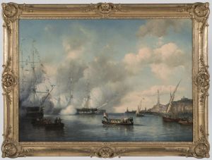 Bezoek van koningin Anna Paulowna aan het eskader van prins Hendrik liggende ter rede van Genua