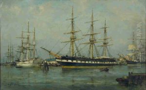 Opleidingsschip Hr.Ms. Admiraal van Wassenaar in het Oosterdok te Amsterdam by Jan Van Der Linde