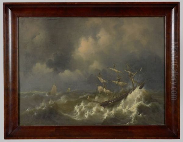 Het fregatschip Zr.Ms. Rotterdam ter hoogte van Texel een storm afrijdende - view 1