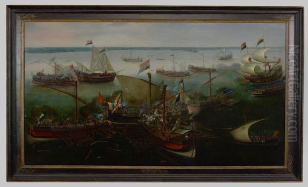 De slag bij Sluis tussen Hollandse en Spaanse galeien, 26 mei 1603 - view 1