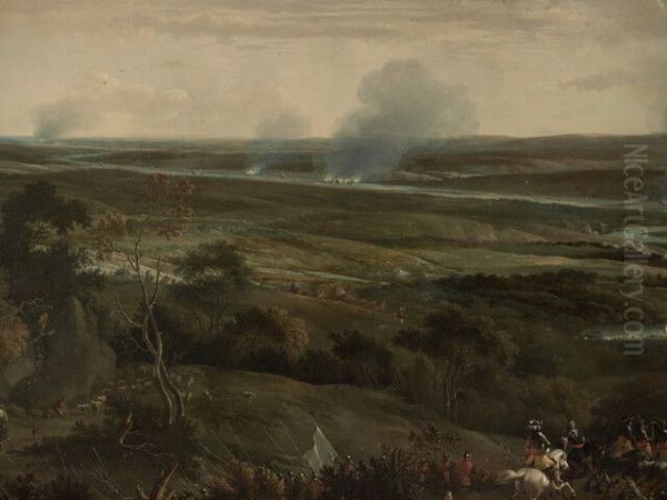 Tocht naar Chatham, 1667, gezien vanaf een heuvel bij Rochester - view 1