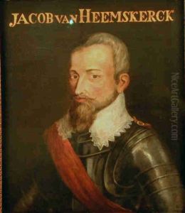Portret van Jacob van Heemskerck by Jacobus Houbraken