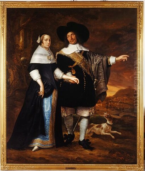 Double portrait of Willem van der Zaan (1621-1669), captain, rear admiral and commander in chief and his wife Agatha van der Eyck (1633-1703 - view 1