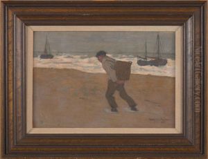 Mosselvisser op het strand by Jan Willem Sluiter