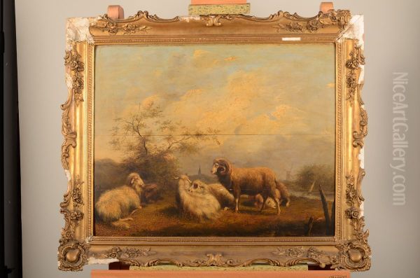 Landschap met schapen en kromhoornige ram - view 1