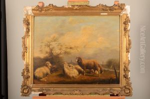 Landschap met schapen en kromhoornige ram