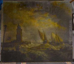 Kustlandschap met toren by Johannes Petrus van Horstok