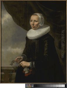 Portret van Aechje Claesdr. Moer (1585-1640) by Caesar Van Everdingen