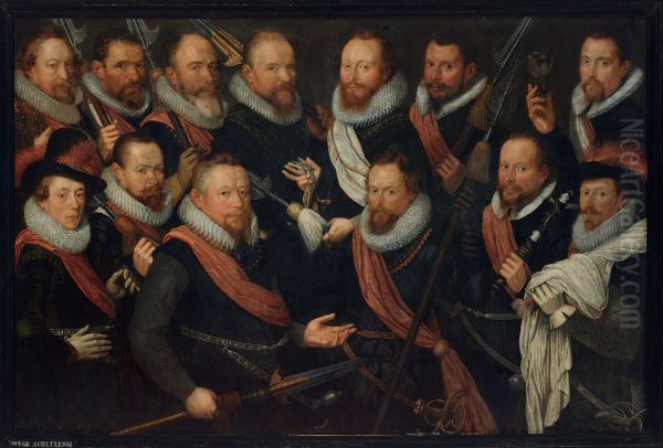 Officieren en vaandeldragers van de Jonge Schutterij - view 1