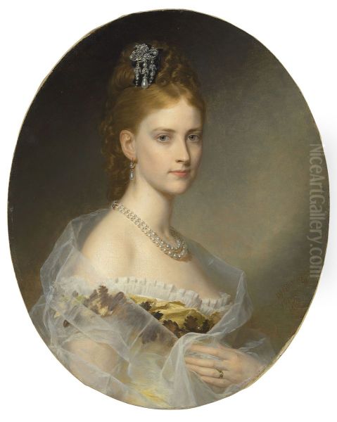 Portrait of the Hon. Edith Jocelyn, Viscountess Sudley, bust length, in a yellow dress and white wrap - view 1