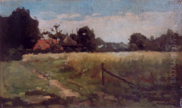 Korenveld met boerderij in de verte - view 1