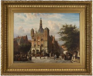 Gezicht op de Brink met de Waag.
