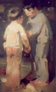 De kinderen van Van Meegeren, zijn dochter Inez en zoontje Jacques by Han Van Meegeren