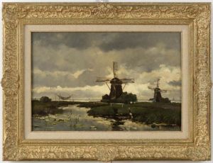 Molens in waterlandschap bij Nieuwkoop by Hendrik Dirk Kruseman van Elten