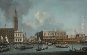 The Bucintoro Returning To The Molo On Ascension Day by Bernardo Canal