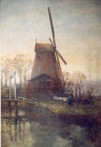 Molen in polderlandschap