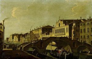 Cannaregio With The Ponte Tre Archi And Palazzo Valier, Venice by Bernardo Canal