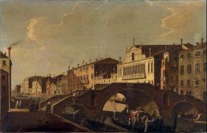 Veduta Del Ponte Dei Tre Archi Sul Rio Di Cannaregio by Bernardo Canal