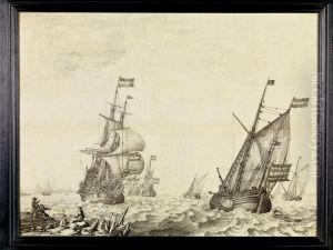 Riviergezicht by Willem van de, the Elder Velde