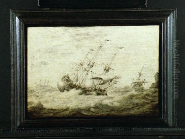 Fluitschip in woelig water - view 1