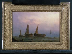 Vissersschepen op het strand by Henriette Herminie Gudin