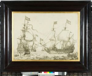 De Oostindievaarders 'Mercurius' en 'Neptunus' onder zeil by Willem van de, the Elder Velde