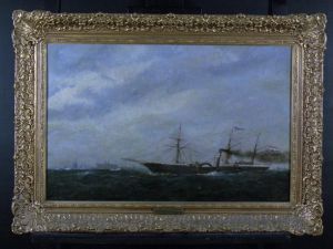 The Dutch paddle-steamer Willem I at Kronborg by Carl Baagoe