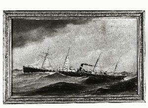 Het s.s. 'Rotterdam' (II) van de Nederlandsch- Amerikaansche Stoomvaart Maatschappij op volle zee by Antonio Nicolo Gasparo Jacobsen