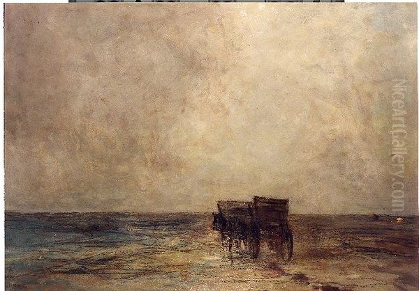 Strand met een schelpenwagen - view 1