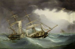The full-rigged Lord Ashburton foundering in a hurricane off Grand Manan Island, New Brunswick, 19th January 1857 by Joseph Heard