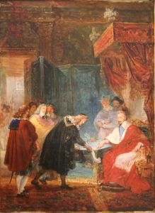 Le Cardinal de Richelieu recoit les premiers Academiciens qui lui presentent les statuts de l'Academie by Francois Joseph Heim