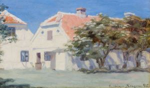 Houses and elder trees. Skagen Vesterby. by Einar Hein