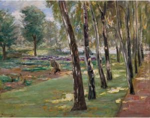 An Avenue Of Birch Trees In The Wannsee Garden, A View Of A Cabbage Field