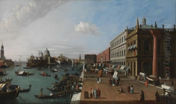 Venice, A View From The Piazzetta Di San Marco Looking Towards The Dogana And Santa Maria Della Salute - view 1