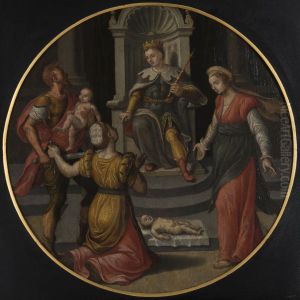 the true mother objects to Solomon's verdict (1 Kings 3:26) by Jan Woutersz van Cuyck