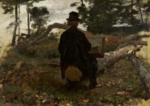 De schilder Frederik Hendrik Kaemmerer aan het werk in Oosterbeek by Jacob Maris