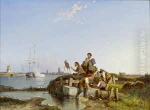 Joseph Vernet aan het werk bij Dordrecht, 1765 Joseph Vernet aan het werk bij Dordrecht, 1765
