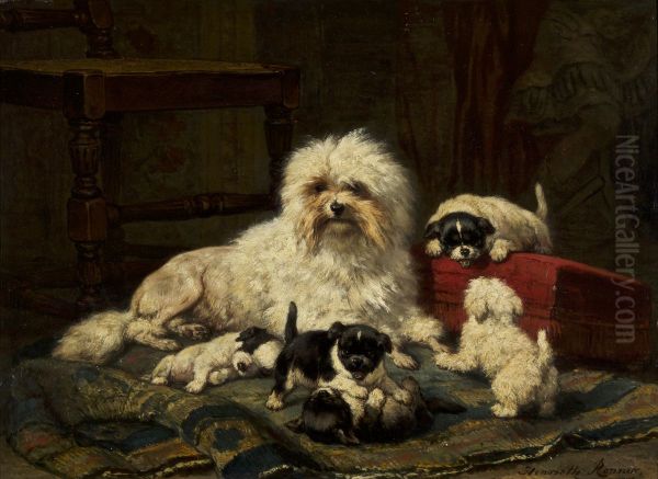 Dog with Five Puppies - view 1