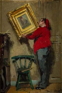 Het ophangen van een schilderij by David Oyens