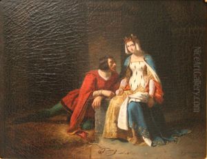 Marguerite de Bourgogne et Buridan dans la prison de la Tour de Nesle by Frederic Peyson